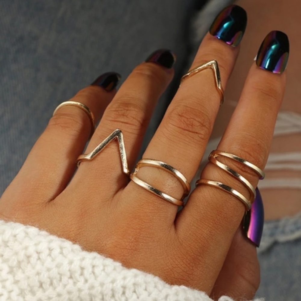 Simple Dainty Gold Boho geometric Style Rings